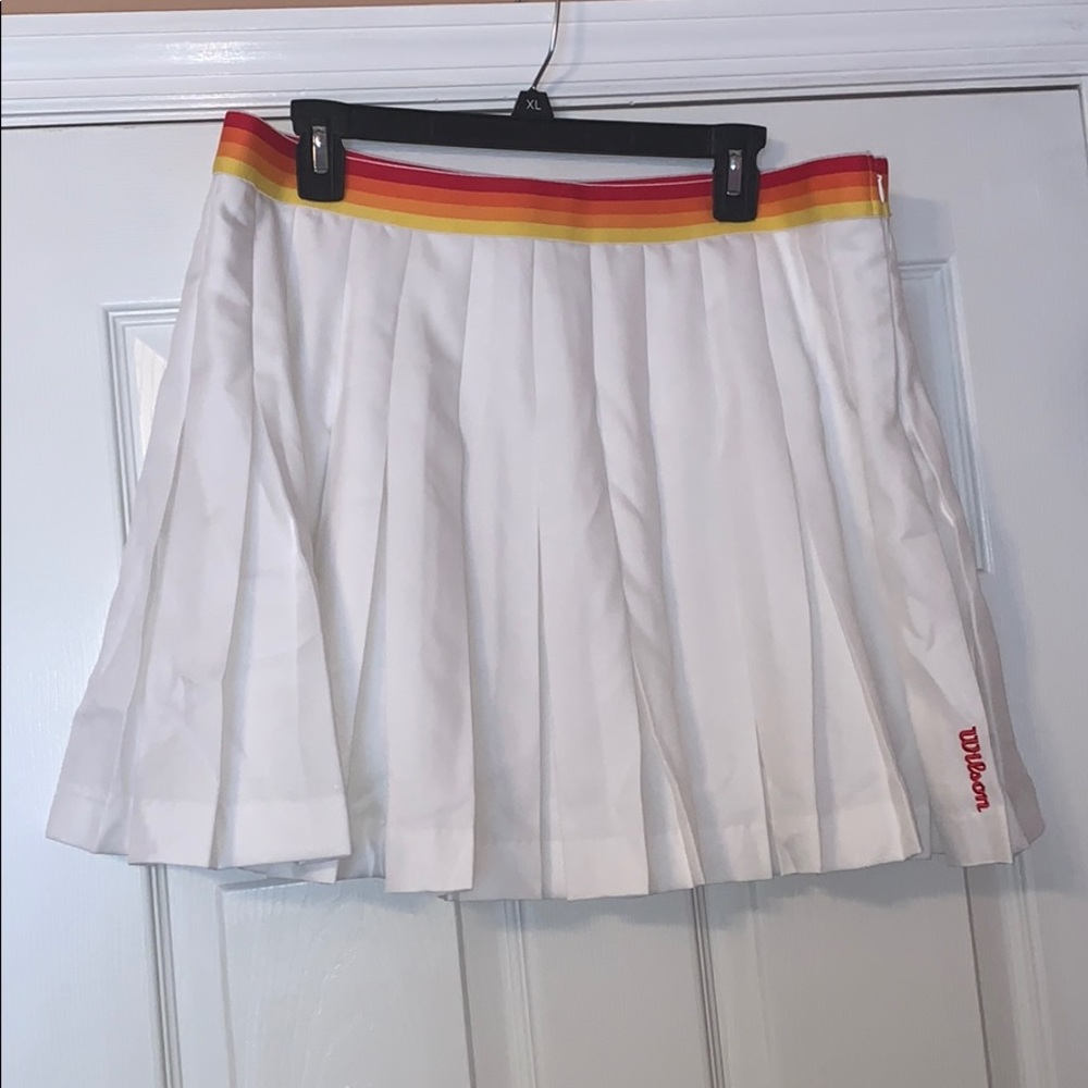 White Tennis Skirt w/ Multicolored Waistband